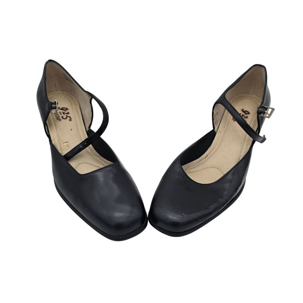 Black Mary Jane Heels Womens Size 8.5 With Adjustable Strap